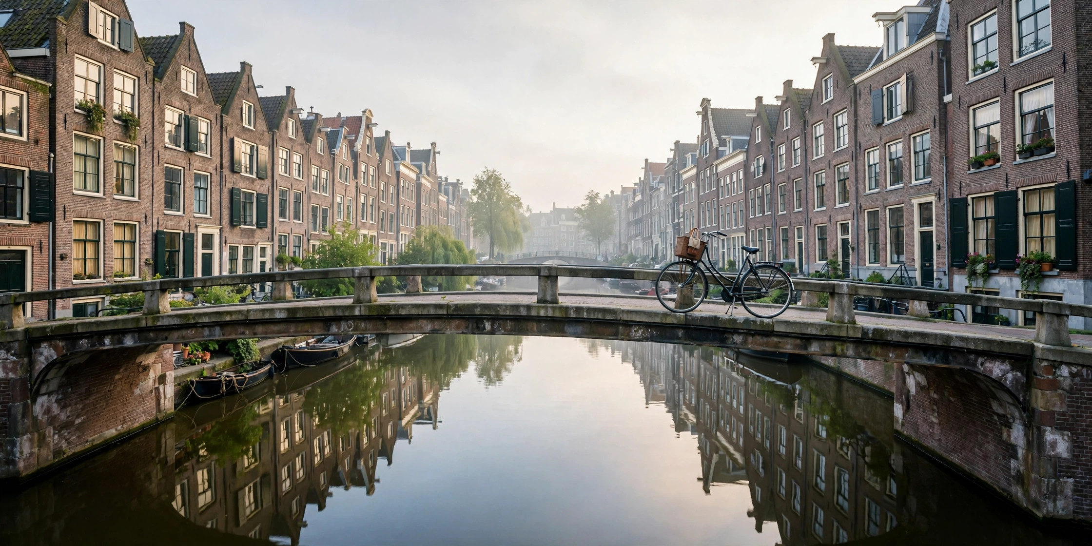 Amsterdam canal with historic houses and a bicycle — best bank accounts in the Netherlands for expats