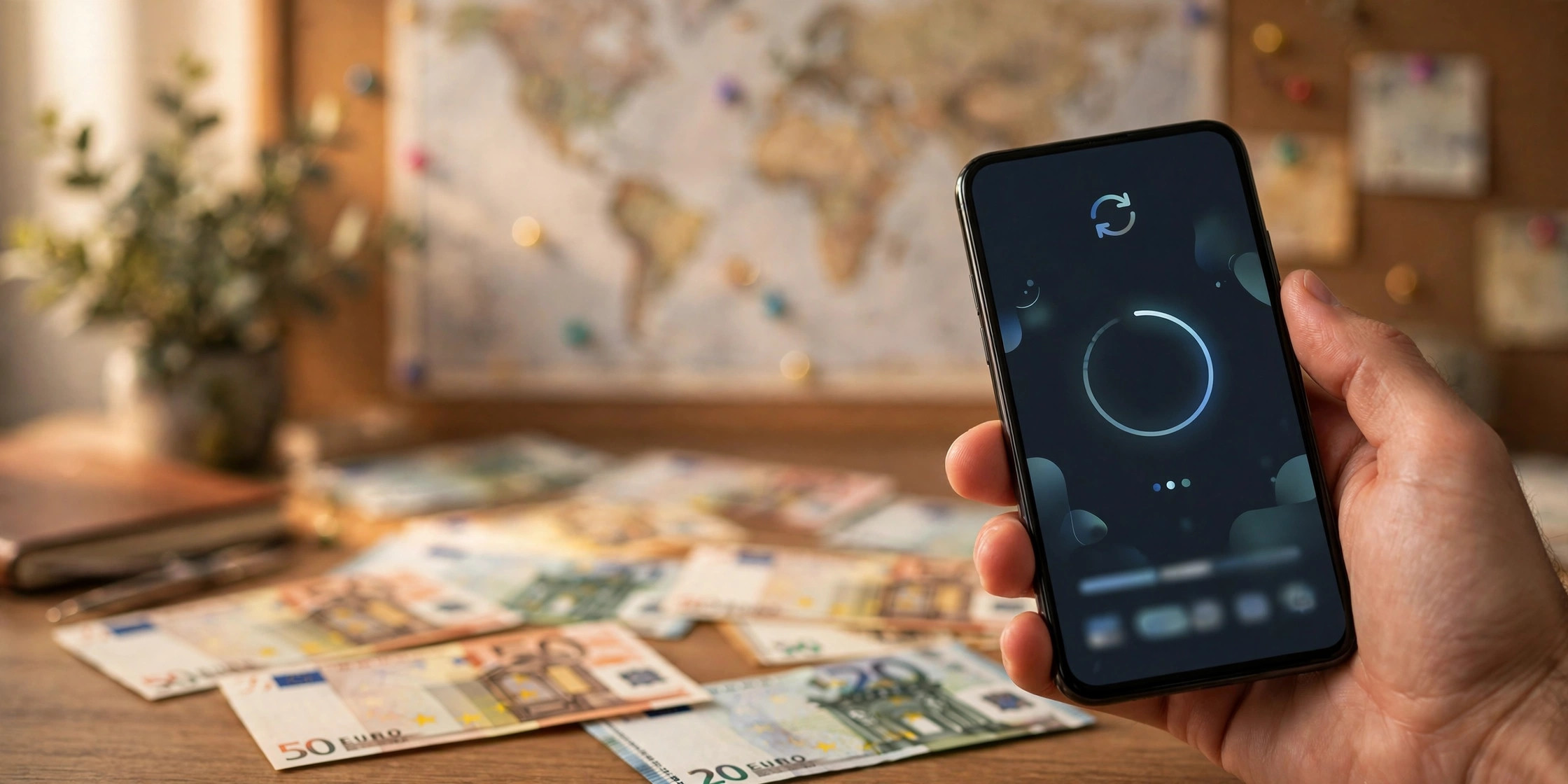 Euro banknotes and a smartphone — best multi-currency accounts for expats in Europe